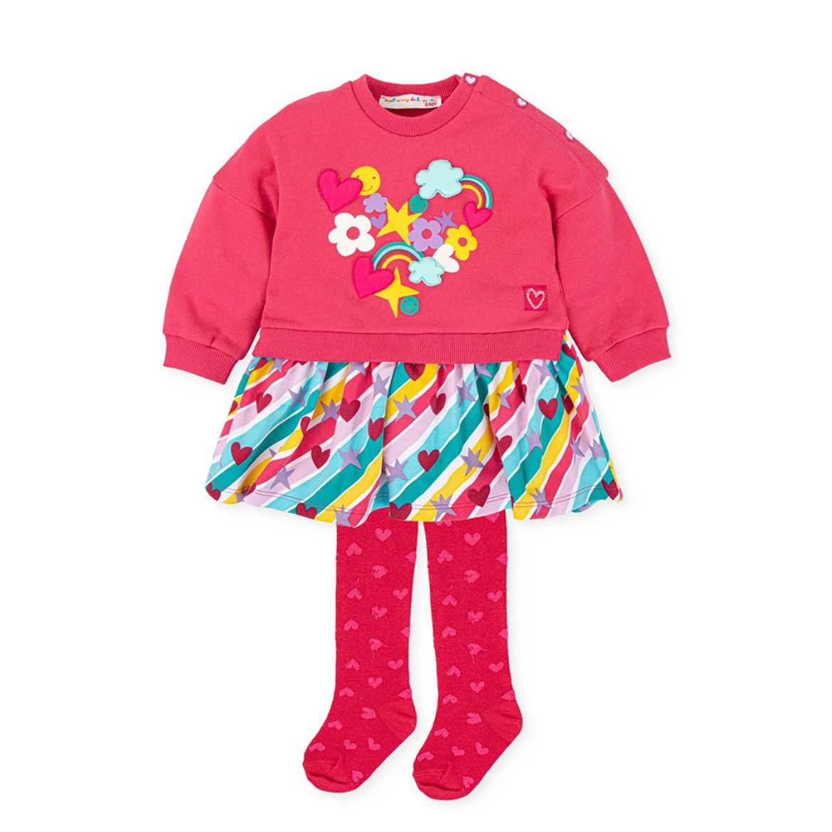 Picture of Agatha Ruiz De La Prada Girls Multicolour Stripe Dress With Tights