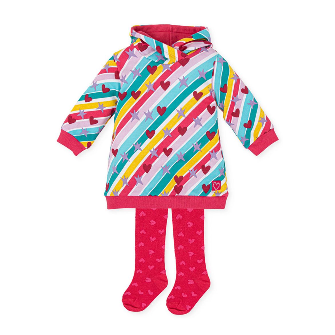 Picture of Agatha Ruiz De La Prada Girls Multicolour Stars & Hearts Dress With Tights