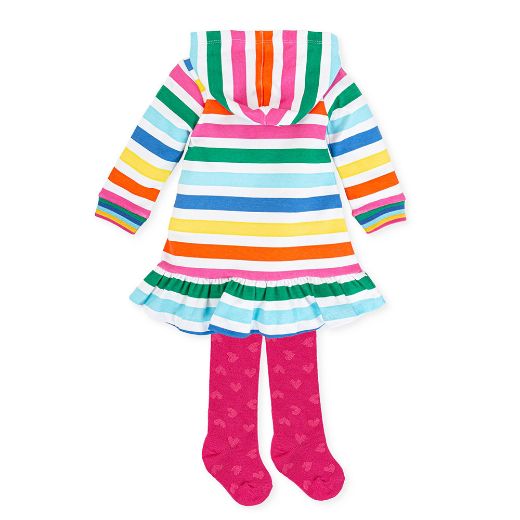 Picture of Agatha Ruiz De La Prada Girls Multicolour Logo Hooded Dress With Tights