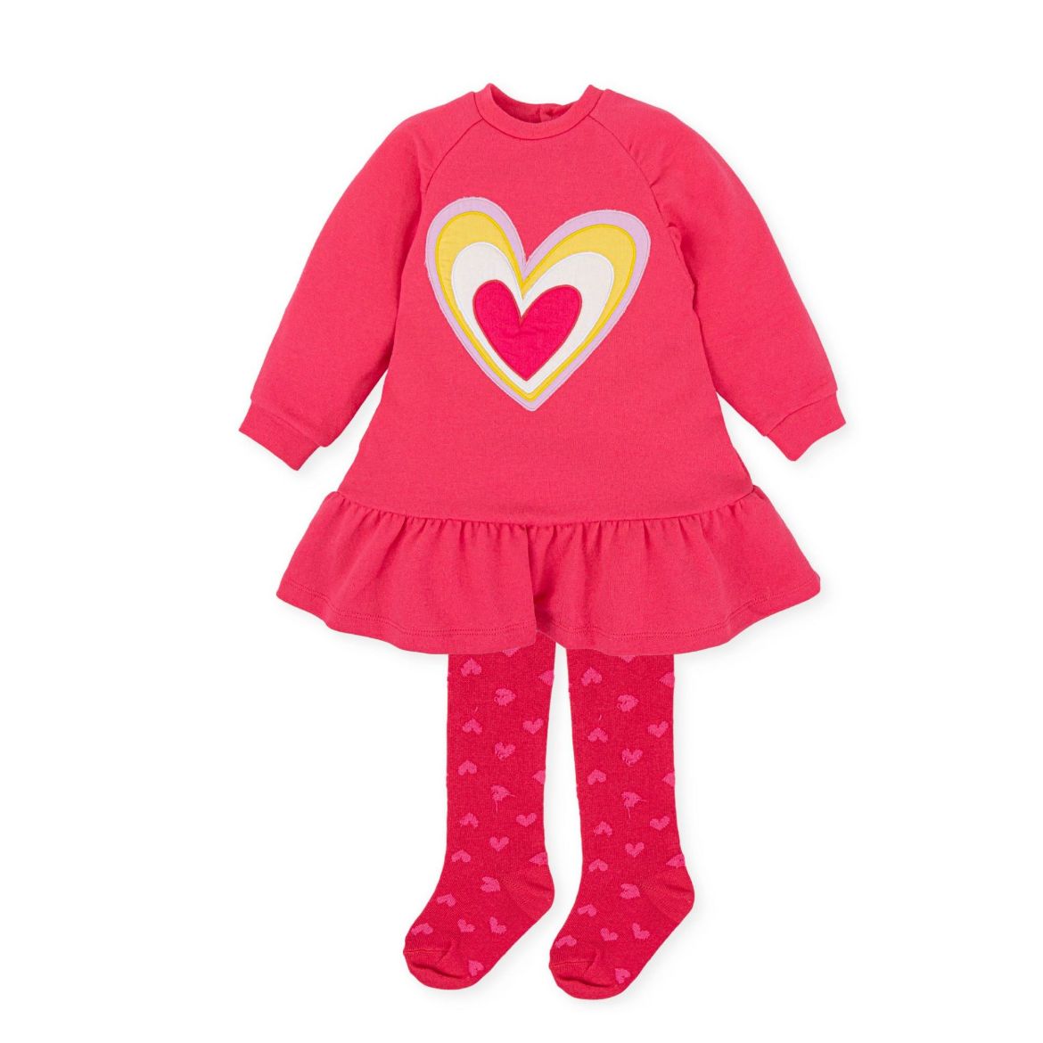 Picture of Agatha Ruiz De La Prada Girls Coral Big Heart Dress With Tights