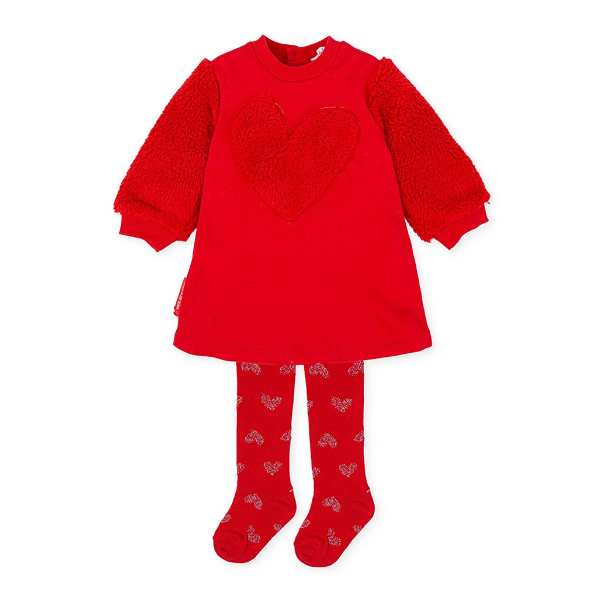 Picture of Agatha Ruiz De La Prada Girls Red Big Heart Dress With Tights