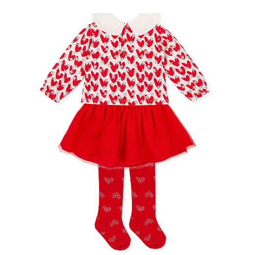 Picture of Agatha Ruiz De La Prada Girls Red & White Heart Skirt Set With Tights
