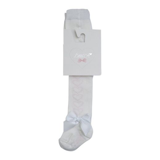 Picture of Little A Girls 'Elonora' White Heart Tights