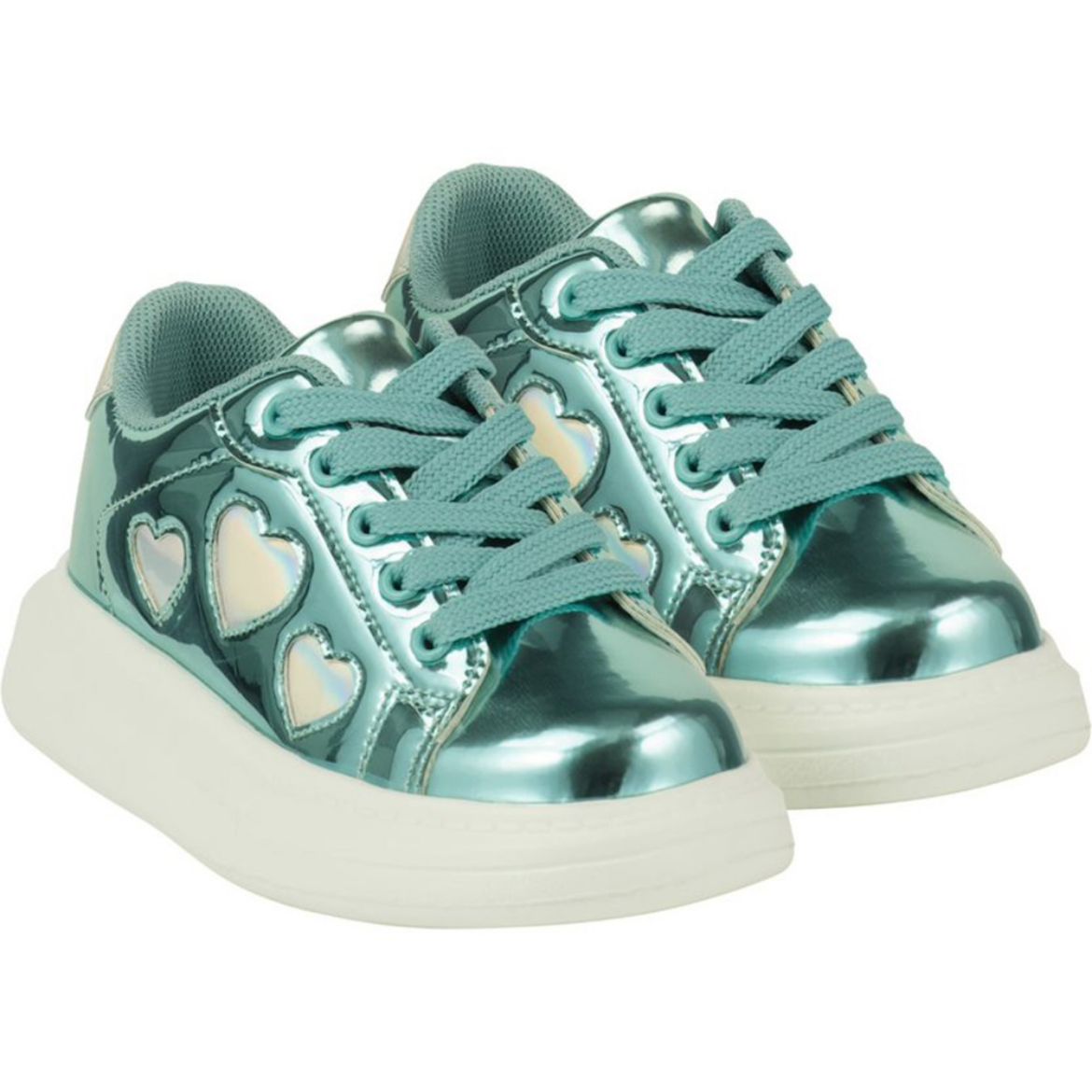 Picture of A Dee Girls 'Queeny' Aqua Heart Trainers