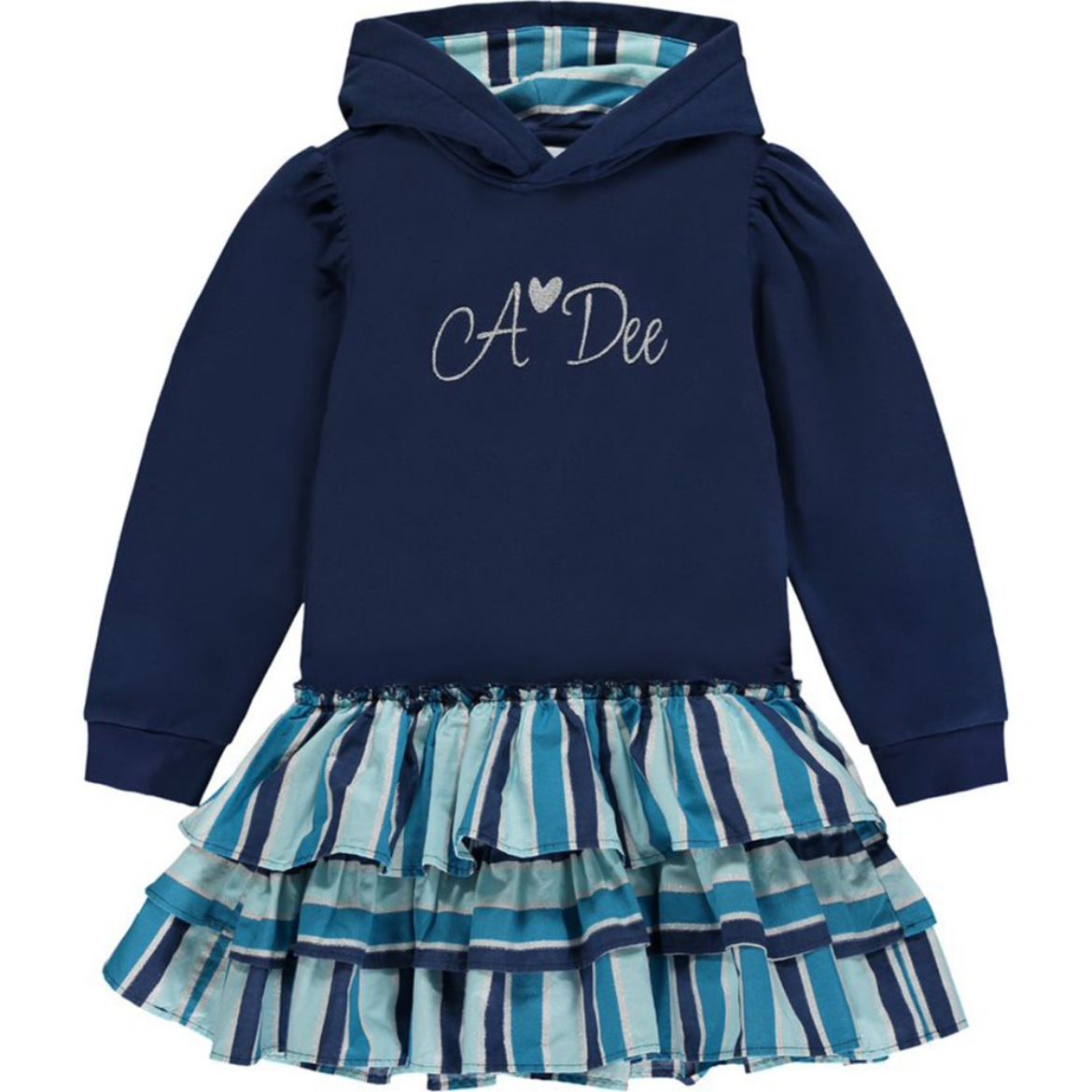 Picture of A Dee Girls 'Davina' Navy Stripe Hoody Dress