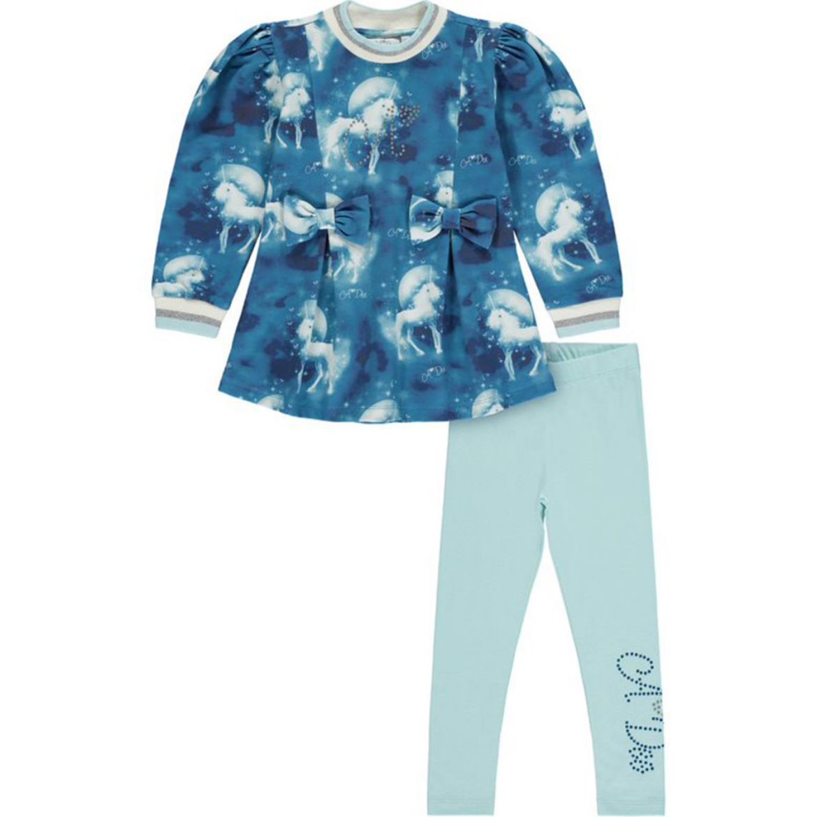 Picture of A Dee Girls 'Diana' Teal Unicorn Legging Set