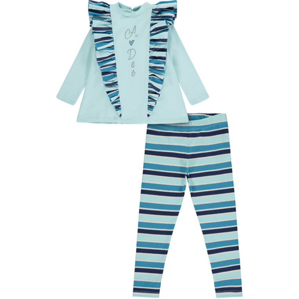 Picture of A Dee Girls 'Daniella' Aqua Frill Stripe Legging Set