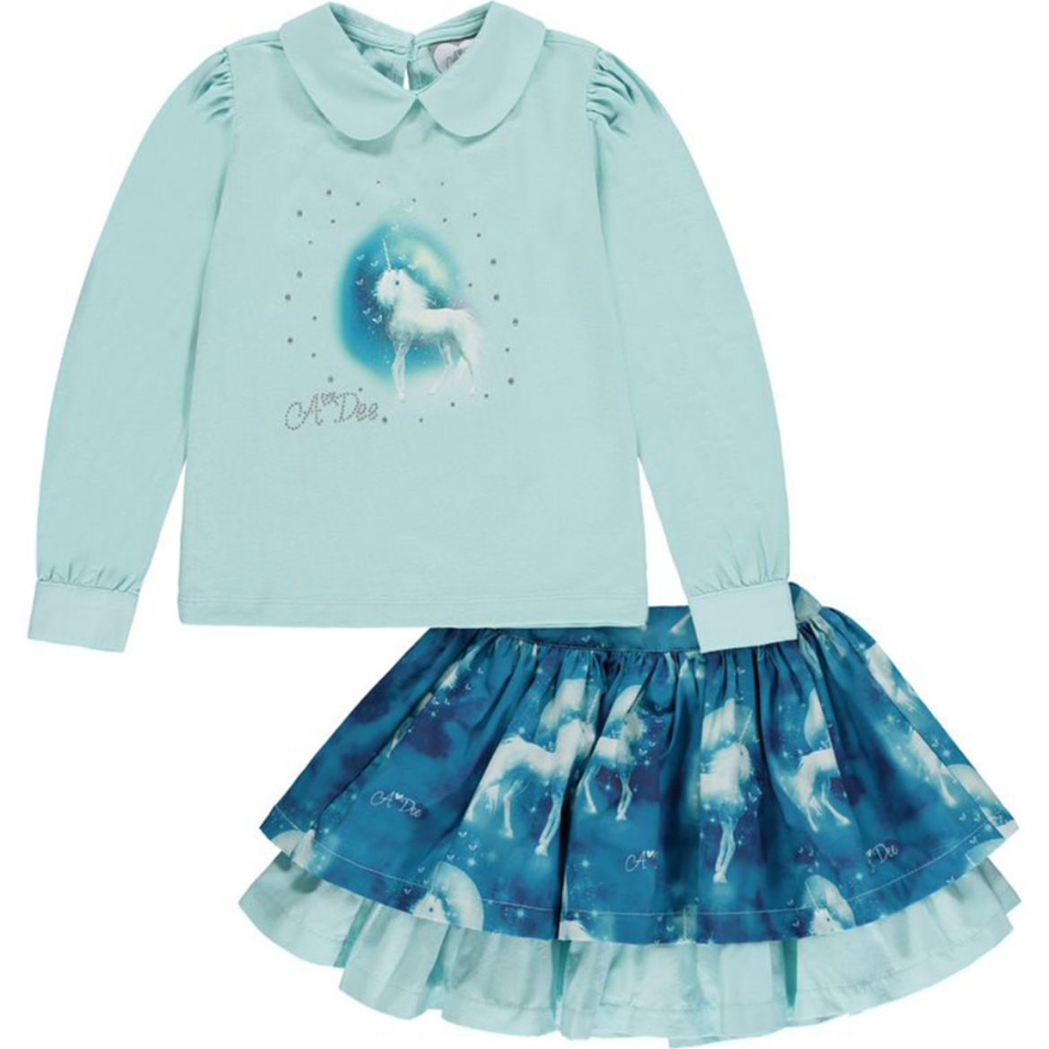Picture of A Dee Girls 'Destiny' Aqua Unicorn Skirt Set