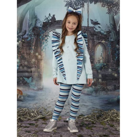 Picture of A Dee Girls 'Daniella' Aqua Frill Stripe Legging Set