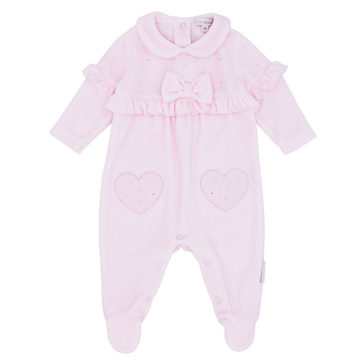 Picture of Blues Baby Girls Pink Velour Diamante All In One