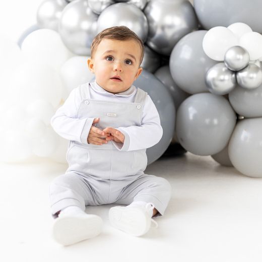 Picture of Blues Baby Boys Grey & White Dungaree Set