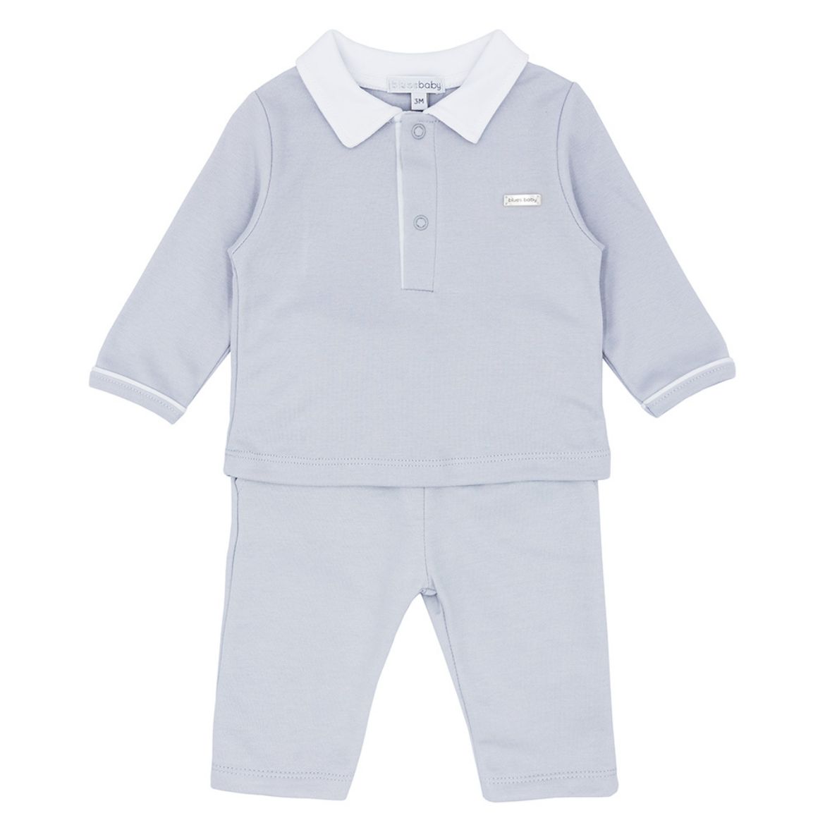 Picture of Blues Baby Boys Grey & White Two Piece Logo Set