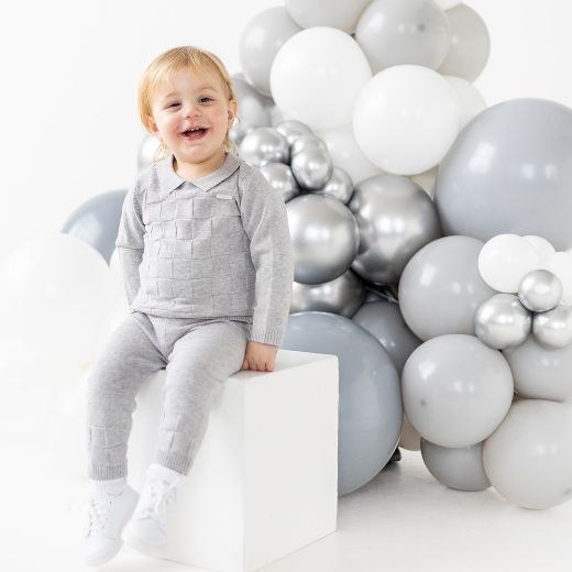 Picture of Blues Baby Boys Grey Square Knitted Two Piece Set