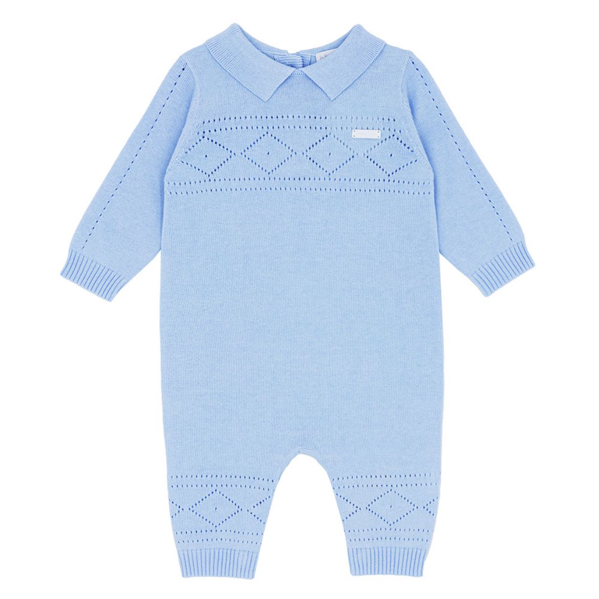 Picture of Blues Baby Boys Blue Pointelle Knit Romper