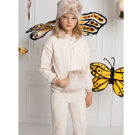 Picture of Patachou Girls Beige Hooded Tracksuit