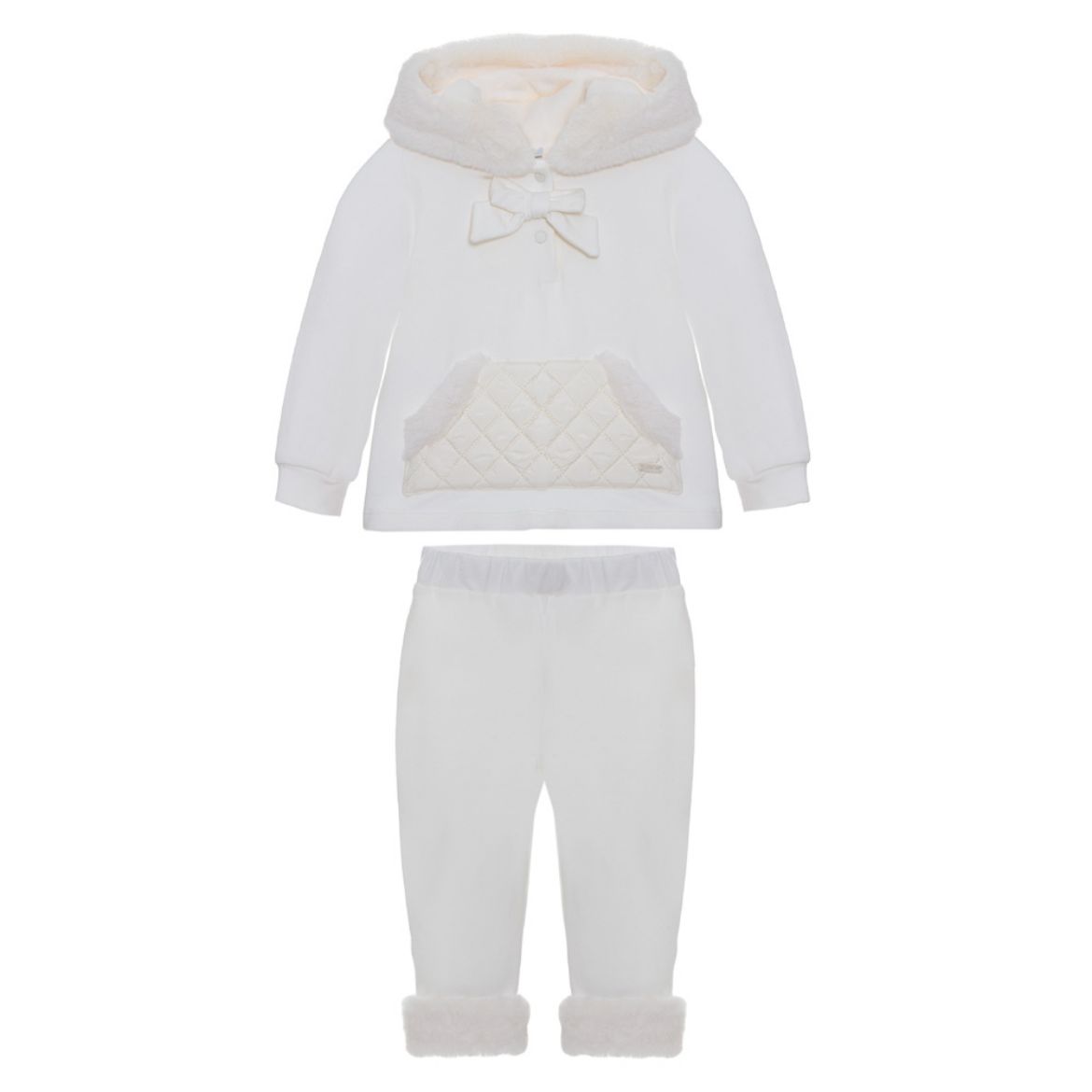 Picture of Patachou Girls Cream Fur Hooded Tracksuit