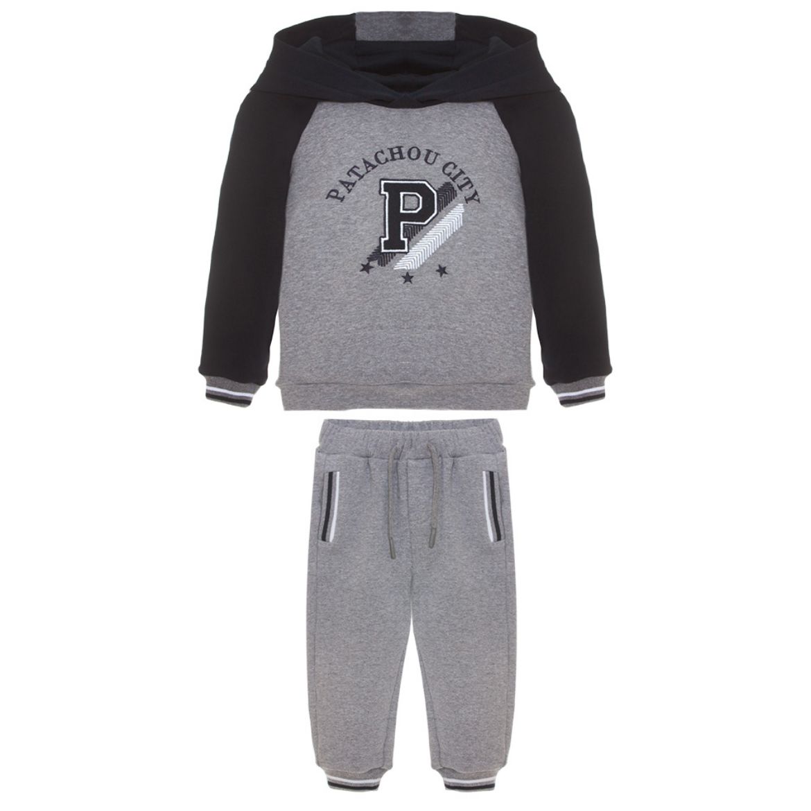Picture of Patachou Boys Grey & Navy Hooded Logo Tracksuit