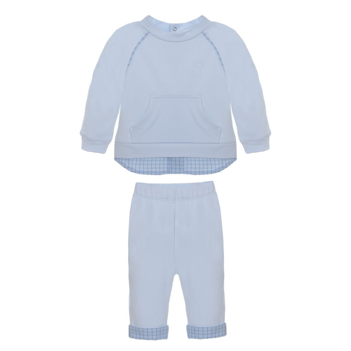 Picture of Patachou Baby Boys Blue Checked Detail Tracksuit
