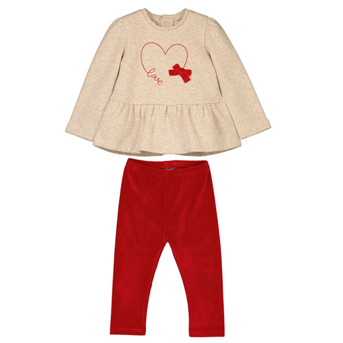 Picture of Mayoral Baby Girls Red Velour Legging Set