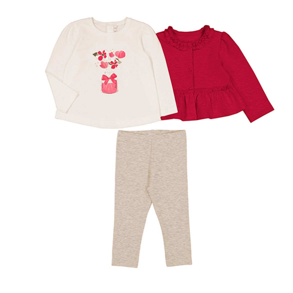 Picture of Mayoral Baby Girls Red Three Piece Legging Set