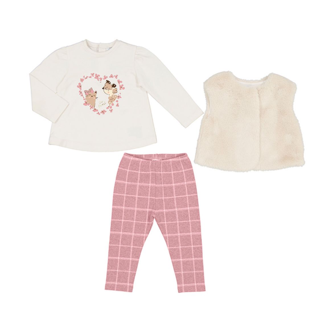 Picture of Mayoral Baby Girls Pink Three Piece Legging Set