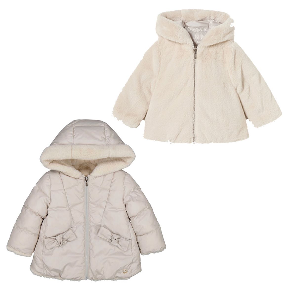 Picture of Mayoral Baby Girls Cream Reversible Coat
