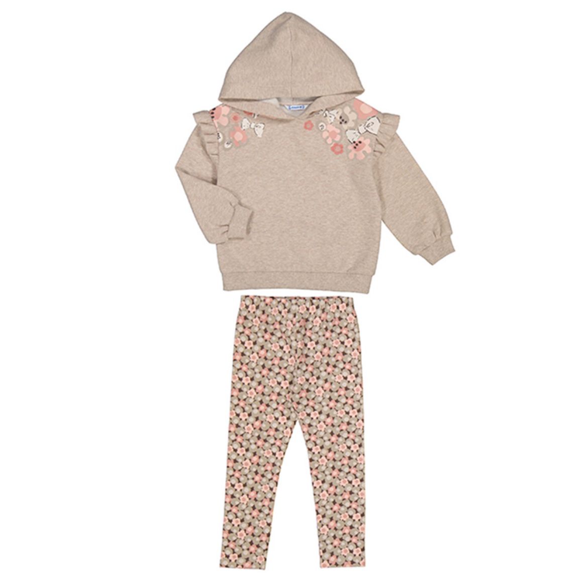 Picture of Mayoral Girls Beige Hooded Legging Set