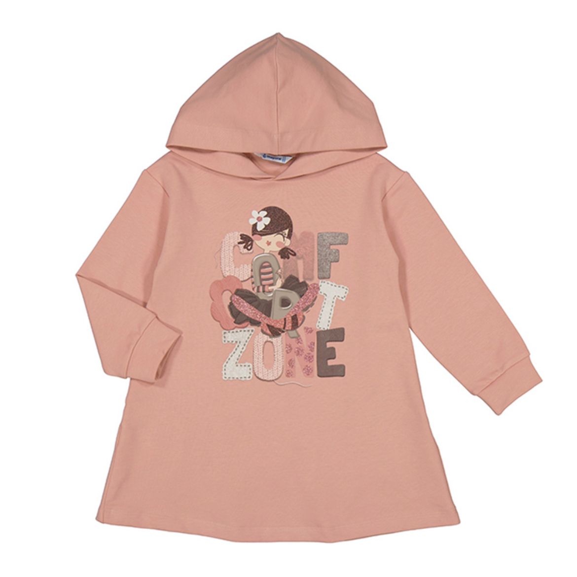 Picture of Mayoral Girls Nude 'Comfort Zone' Hooded Dress