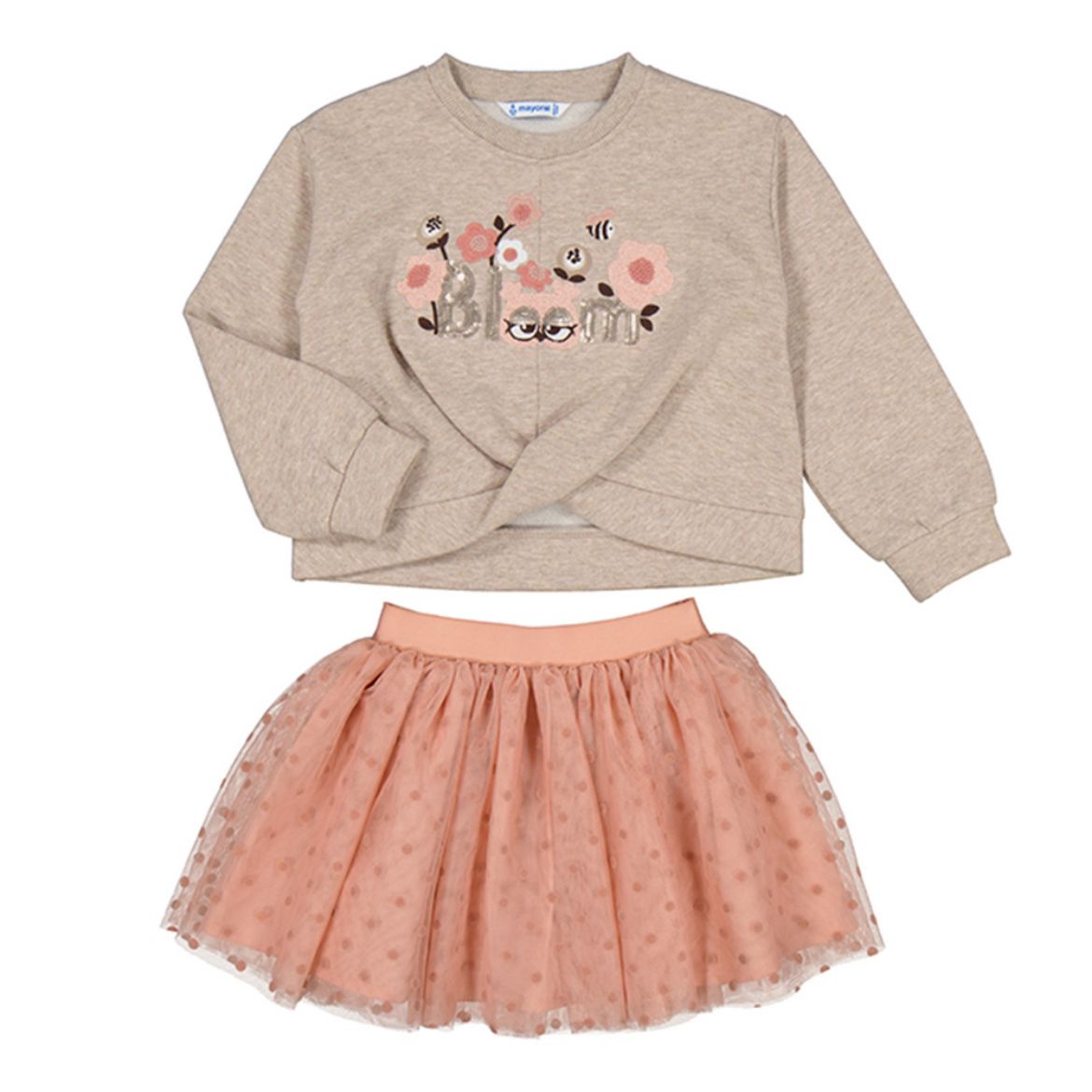 Picture of Mayoral Girls Beige & Nude Skirt Set