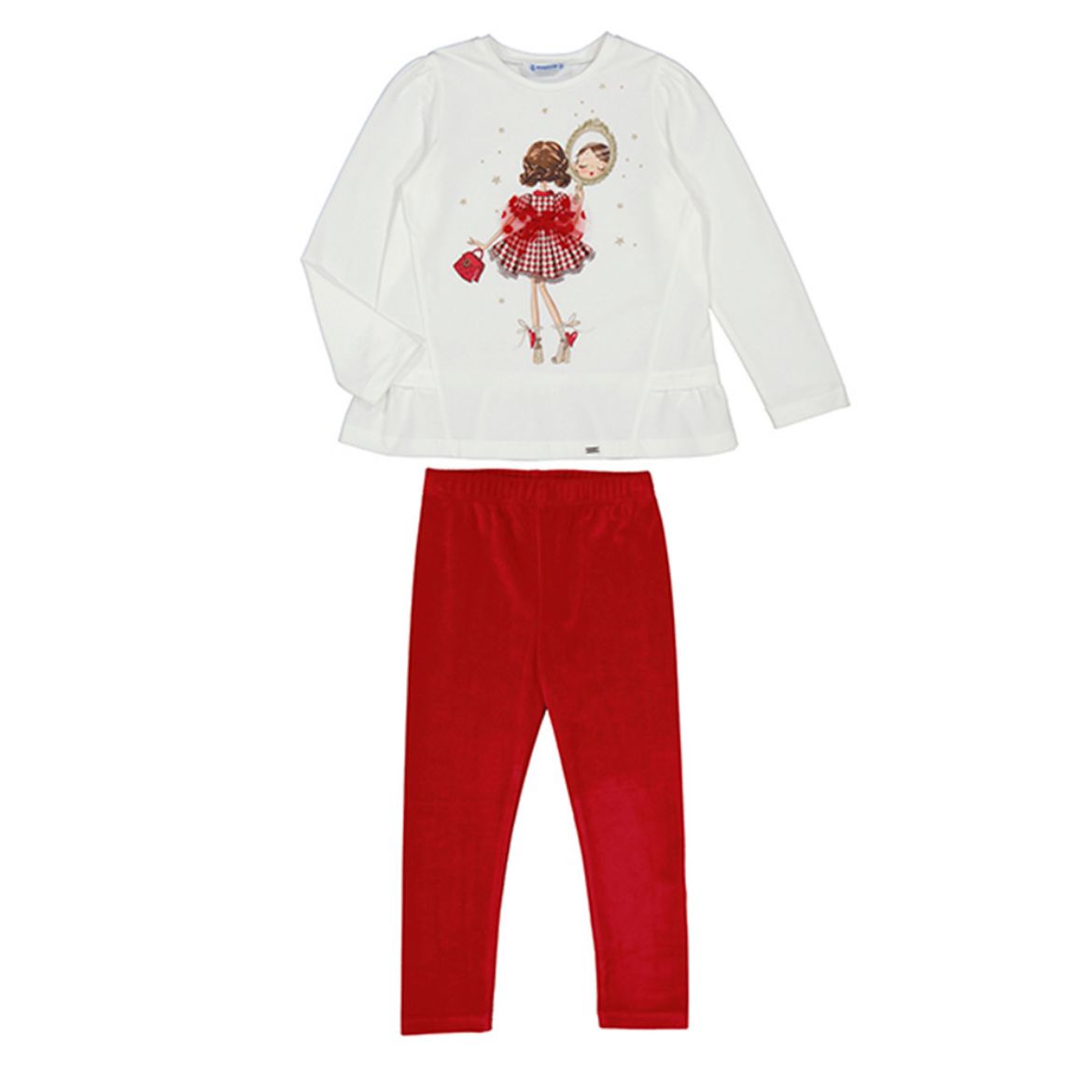 Picture of Mayoral Girls Red Velour Legging Set