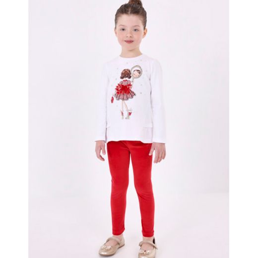Picture of Mayoral Girls Red Velour Legging Set