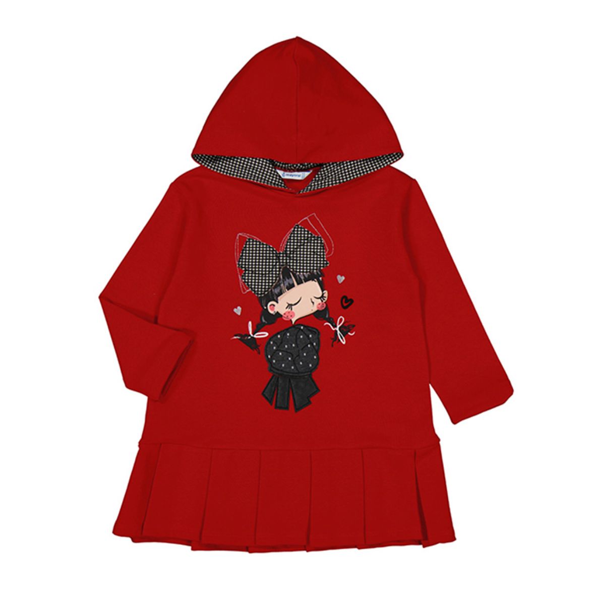 Picture of Mayoral Girls Red 'Girl' Hooded Dress