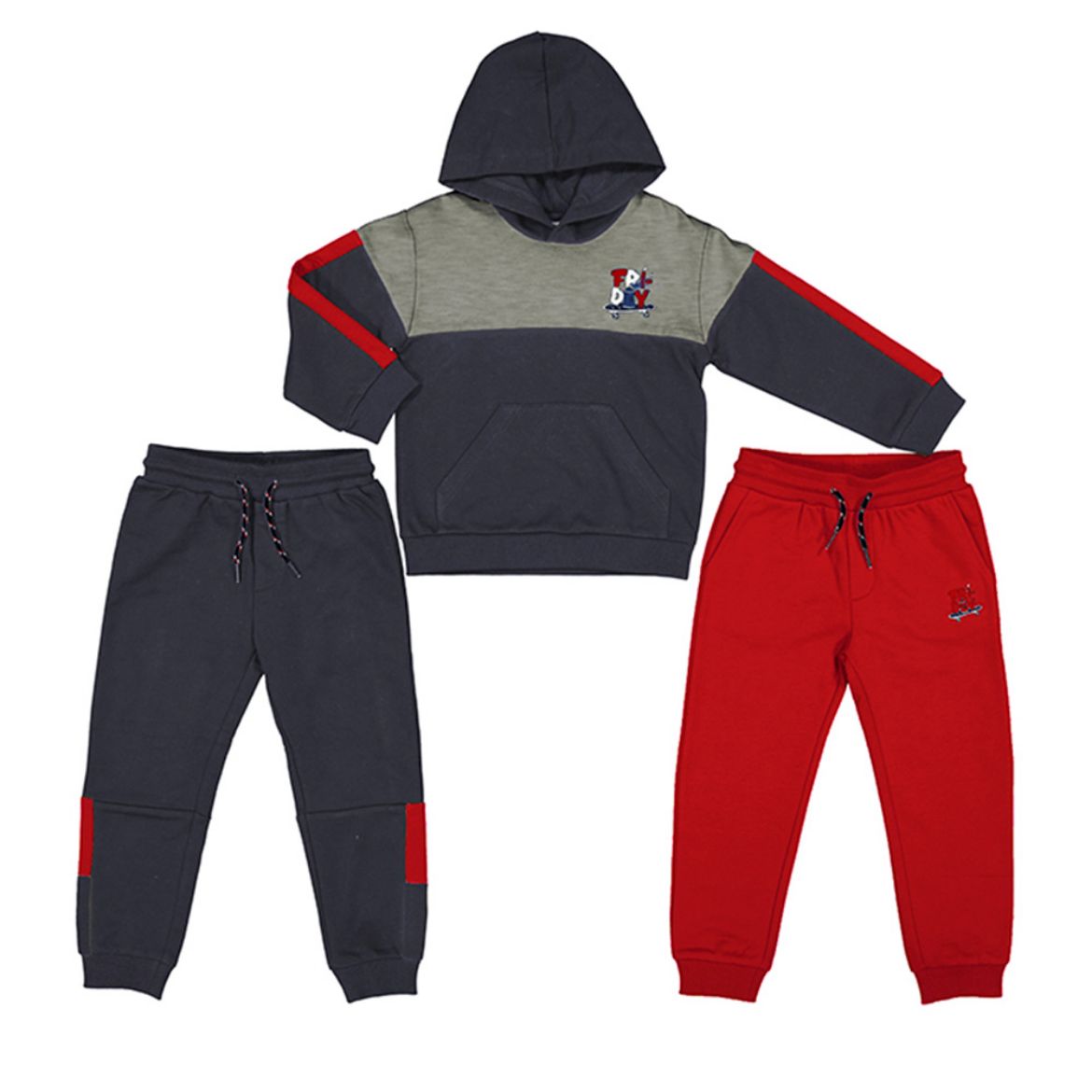 Picture of Mayoral Boys Grey, Navy & Red Three Piece Tracksuit