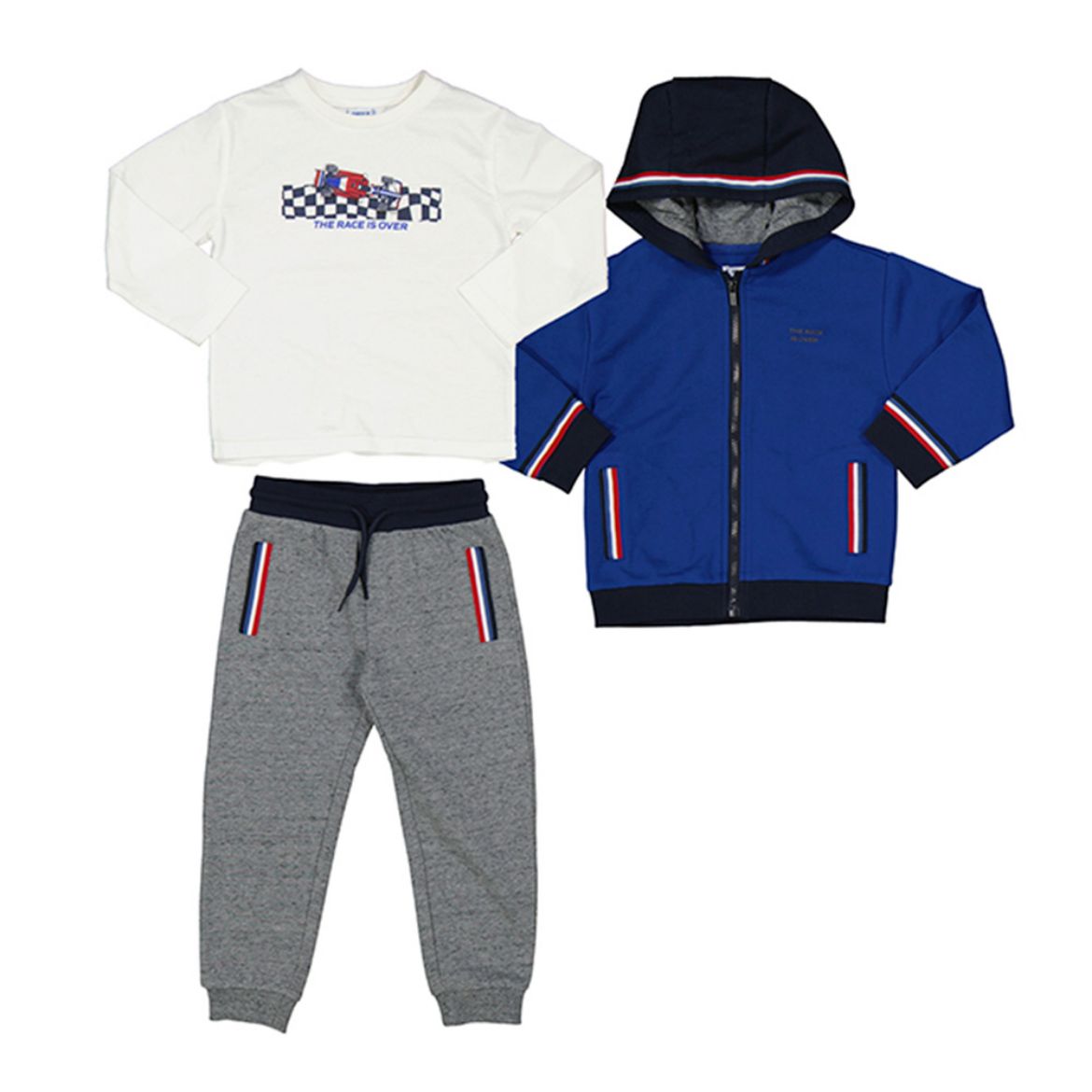 Picture of Mayoral Boys Blue, Grey & White Three Piece Tracksuit
