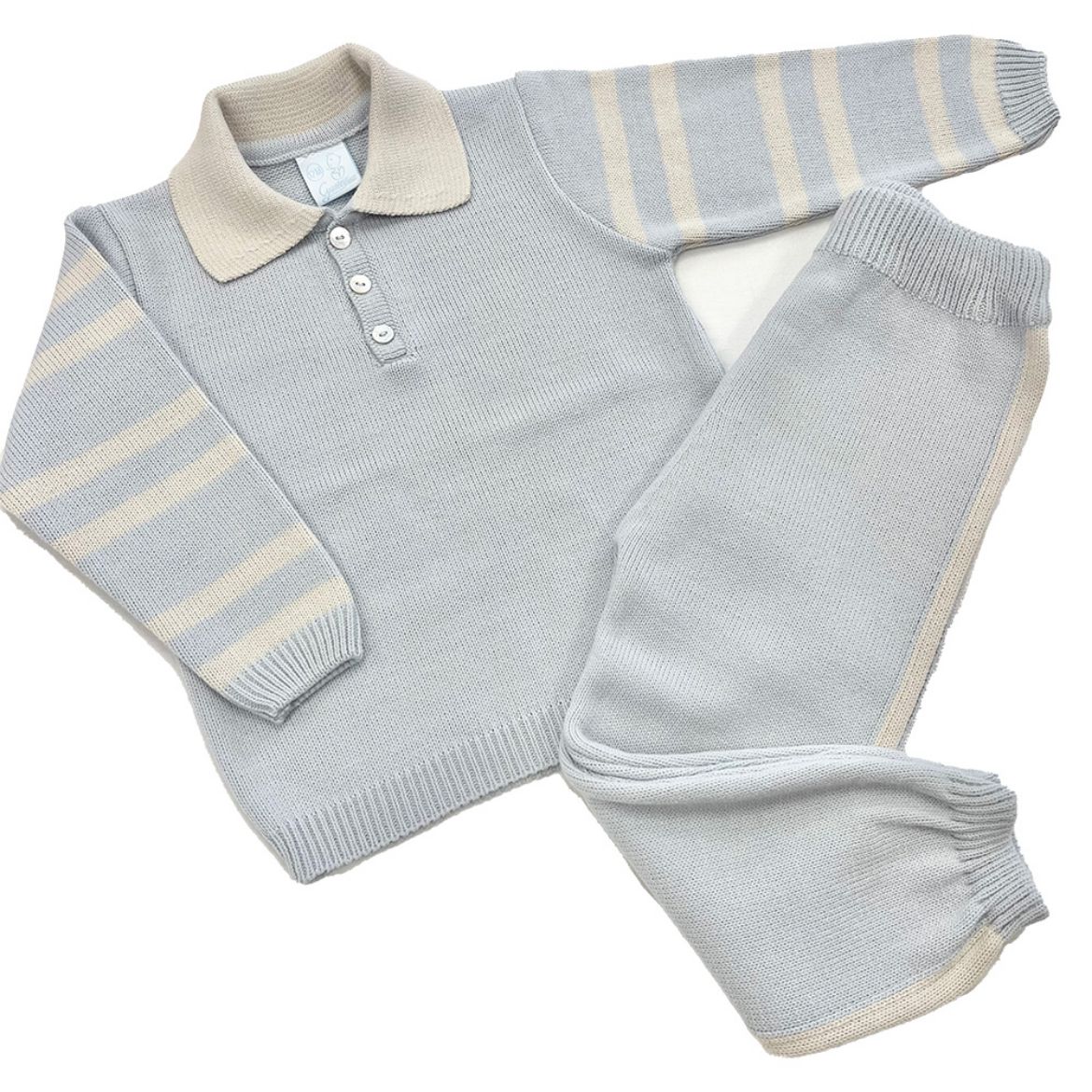 Picture of Granlei Boys Grey Knitted Tracksuit with Beige Stripe