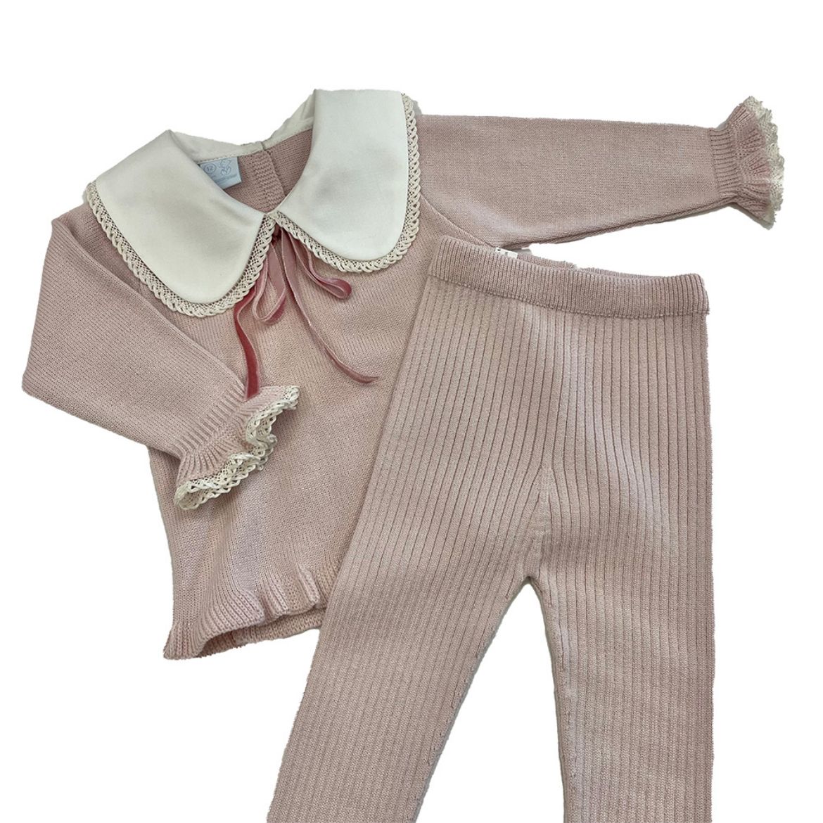 Picture of Granlei Girls Pink Knitted Tracksuit with Collar