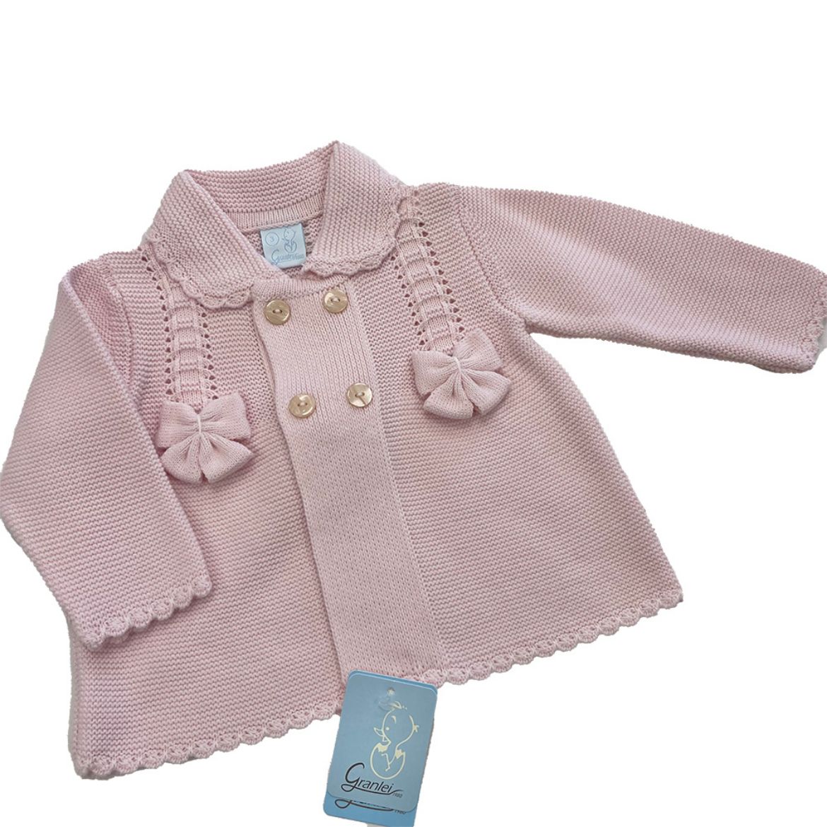 Picture of Granlei Girls Pink Knitted Cardigan with Bow Detail