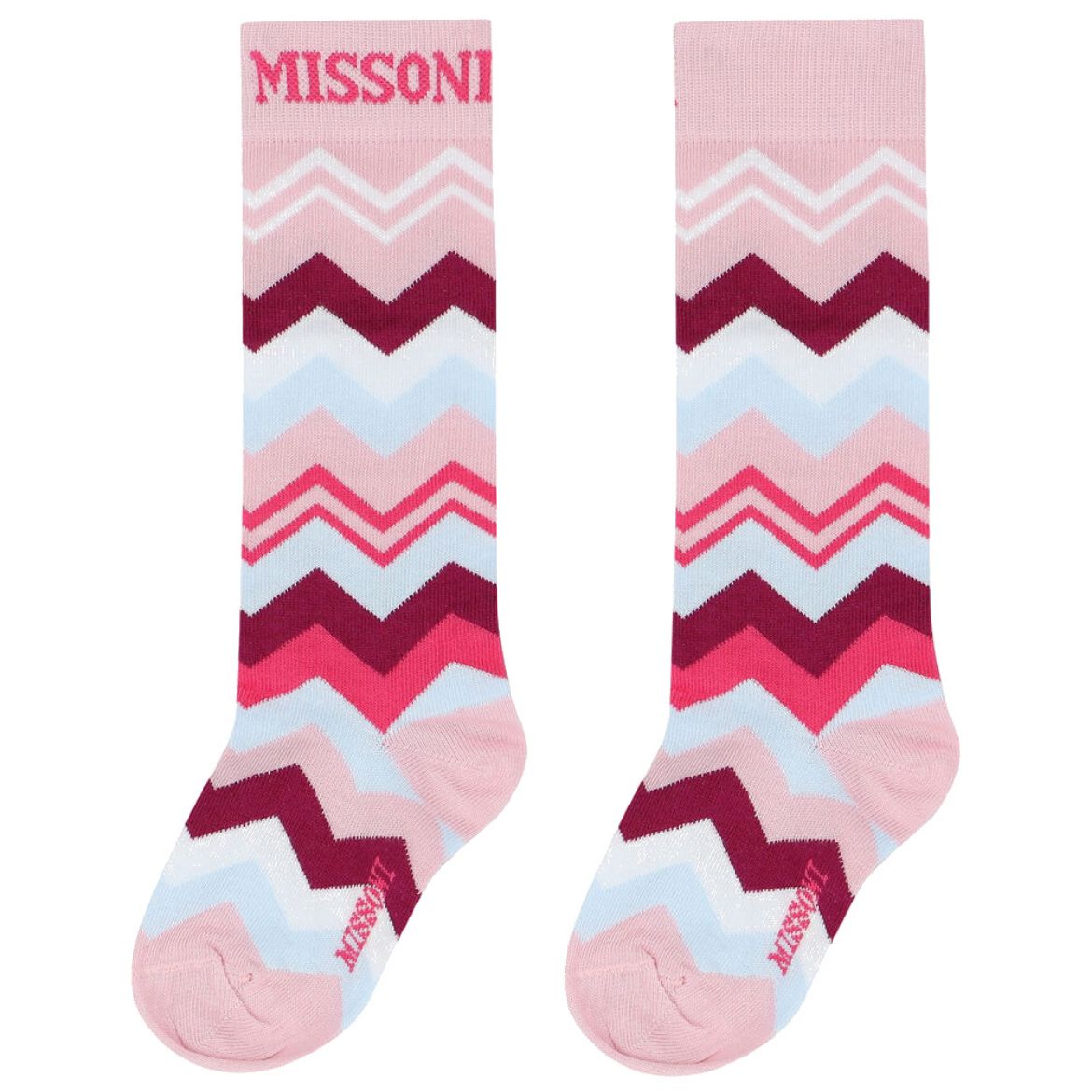 Picture of Missoni Girls Pink Zig Zag Knee Socks