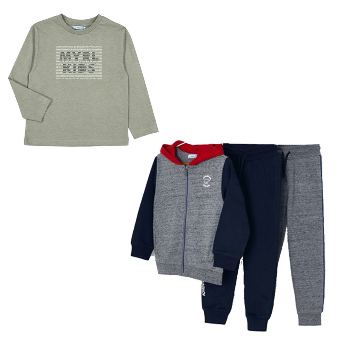 Picture of Mayoral Boys Grey, Navy & Red Four Piece Tracksuit