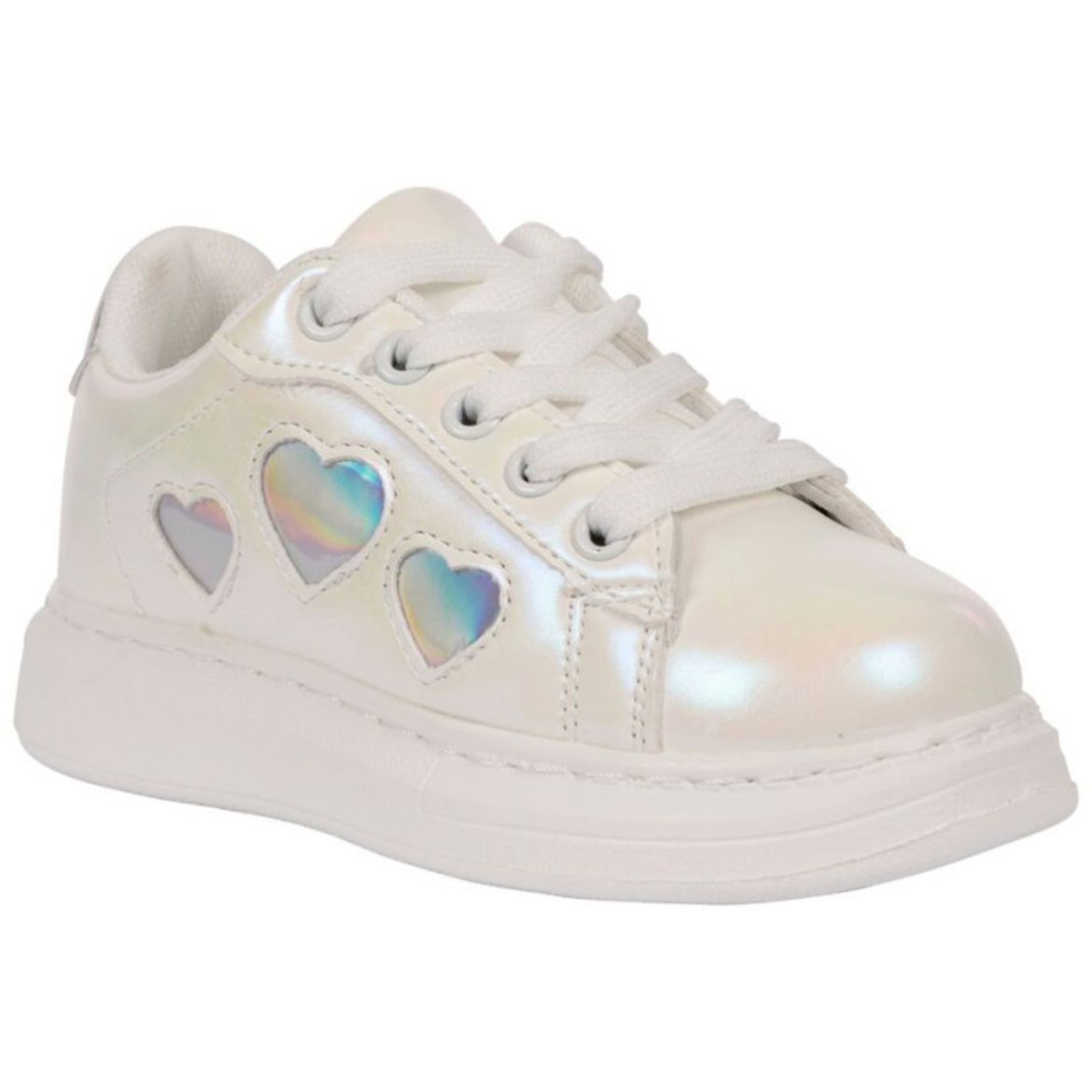 Picture of A Dee Girls 'Queeny' White Heart Trainers