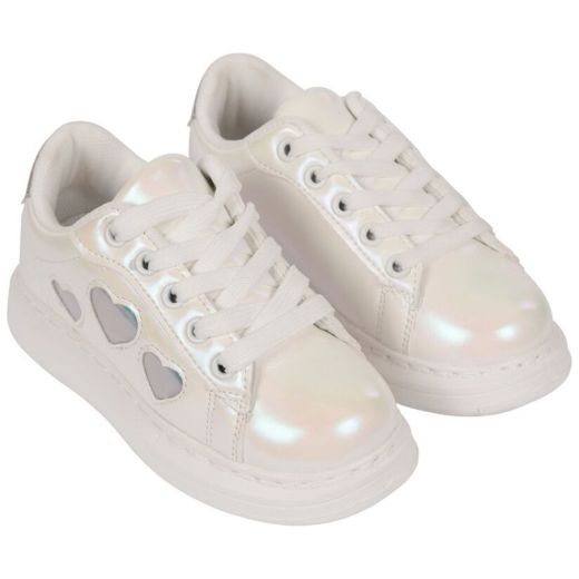 Picture of A Dee Girls 'Queeny' White Heart Trainers