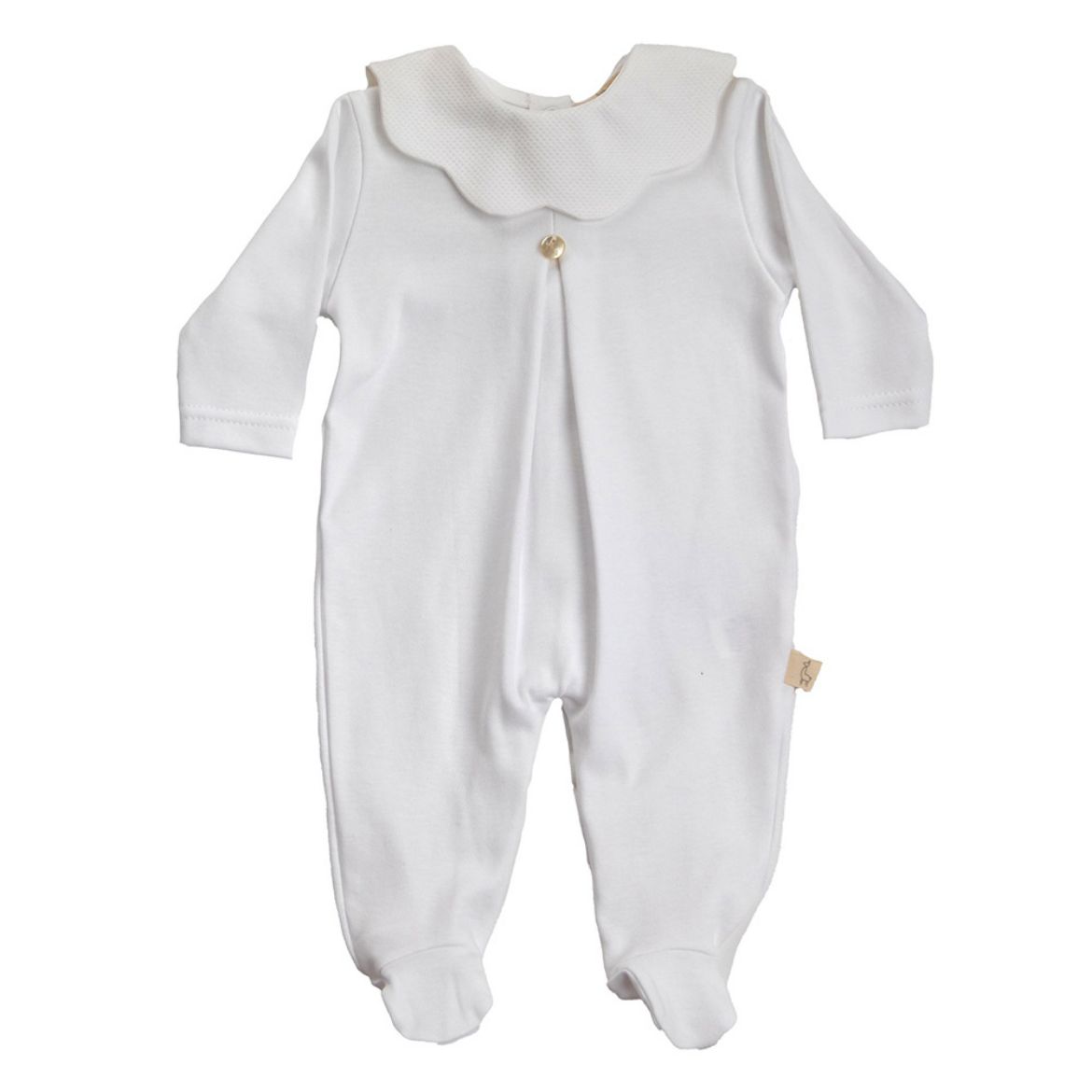 Picture of Baby Gi White Cotton Pique Babygrow