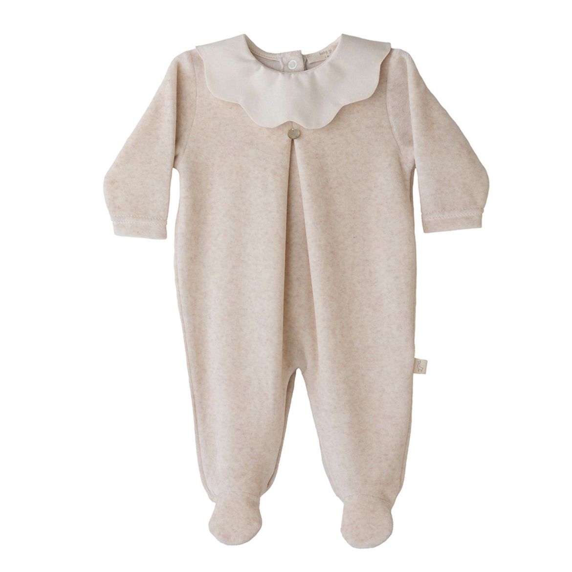 Picture of Baby Gi Beige Velour Pique Babygrow