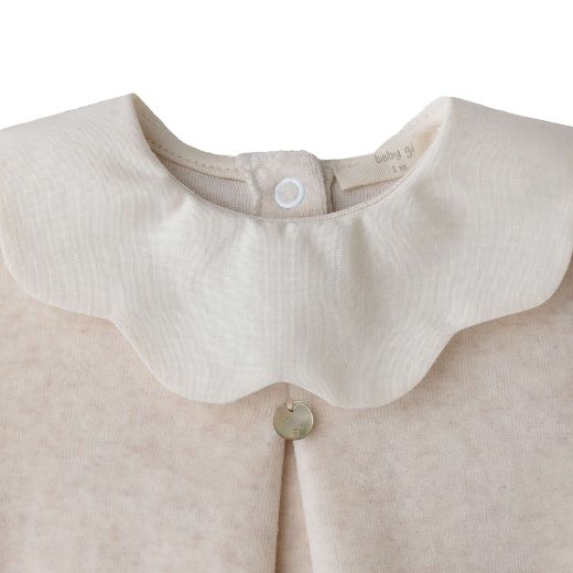 Picture of Baby Gi Beige Velour Pique Babygrow