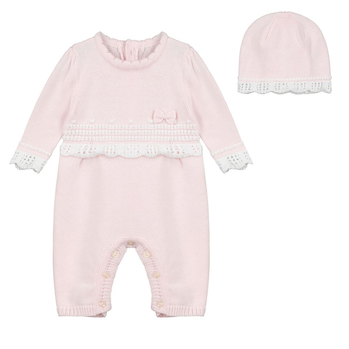 Picture of Emile Et Rose Baby Girls 'Elise' Pink Knit All In One With Hat