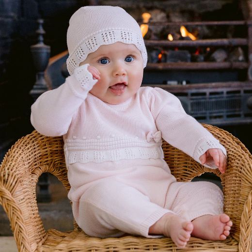 Picture of Emile Et Rose Baby Girls 'Elise' Pink Knit All In One With Hat