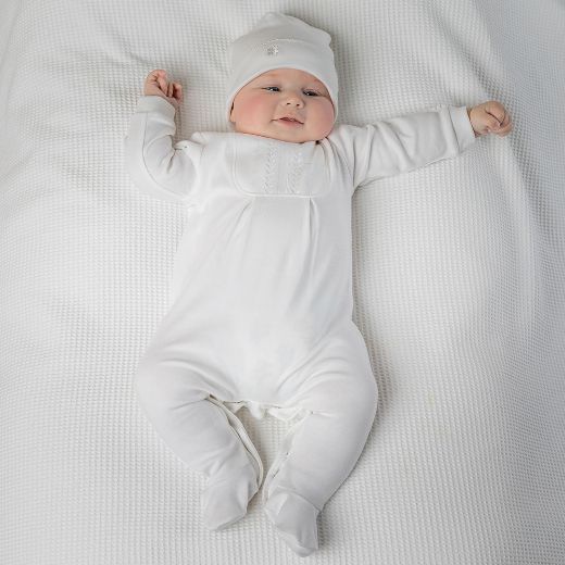 Picture of Emile Et Rose Baby Unisex 'Mallory' White Babygrow With Hat