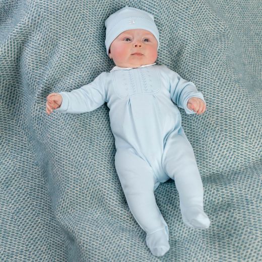 Picture of Emile Et Rose Baby Boys 'Malcolm' Blue Babygrow With Hat