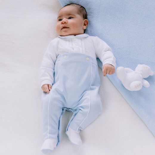 Picture of Emile Et Rose Baby Boys 'Evan' Blue & White Babygrow
