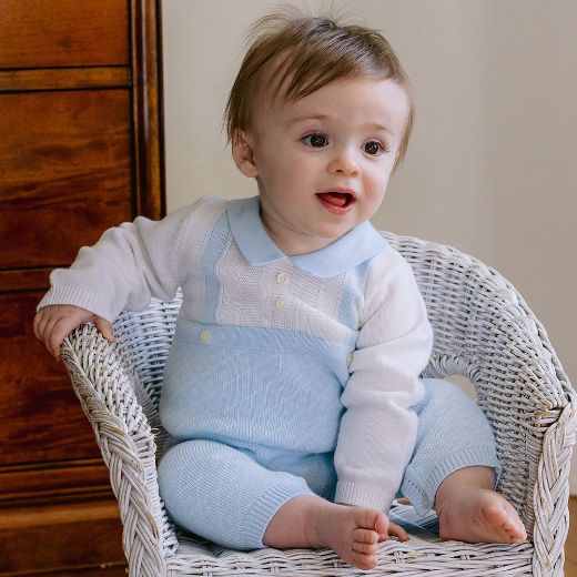 Picture of Emile Et Rose Baby Boys 'Earl' Knit Blue & White All In One